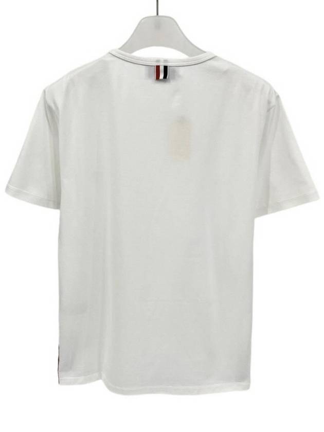 Men's Medium Weight Jersey Tipped Pocket Crewneck Short Sleeve T-Shirt White - THOM BROWNE - BALAAN 5