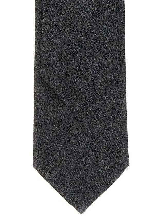 Three Stripes Classic RWB Selvage Super 120 Count Wool Tie Dark Grey - THOM BROWNE - BALAAN 5