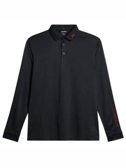 Men's Tour Tech Long Sleeve Polo Shirt Black Melange - J.LINDEBERG - BALAAN 2