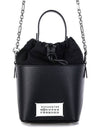 5AC Number Logo Texture Leather Bucket Bag Black - MAISON MARGIELA - BALAAN 5