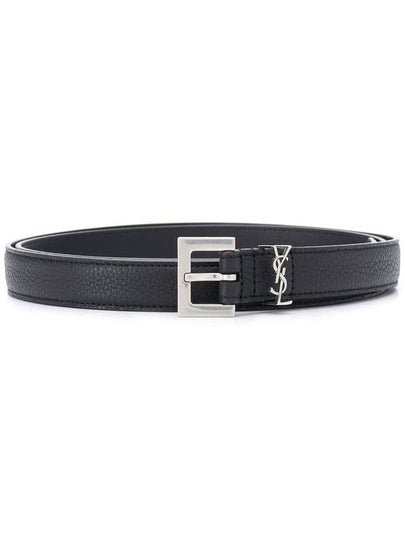 Men's Monogram Grain Belt Black - SAINT LAURENT - BALAAN 2