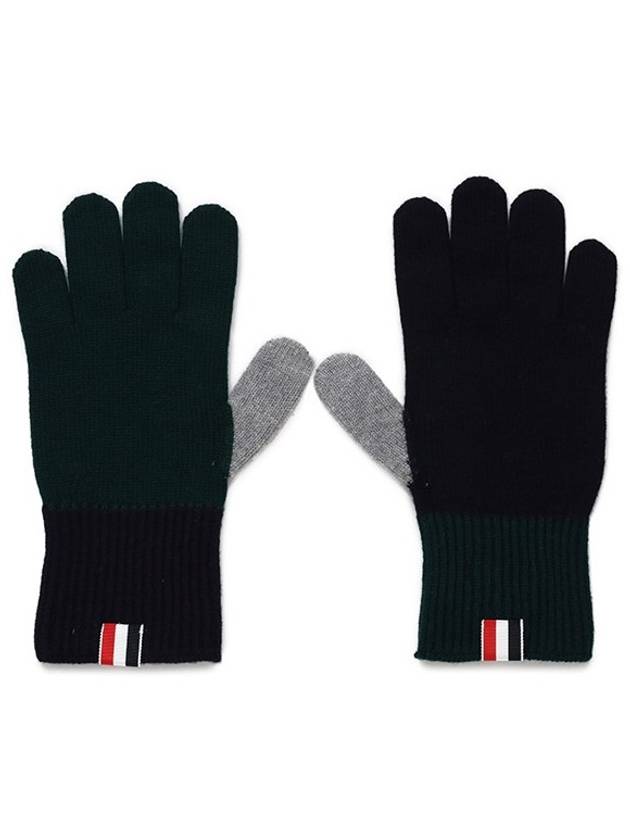 Funmix Merino Jersey Striped Gloves Green - THOM BROWNE - BALAAN 3