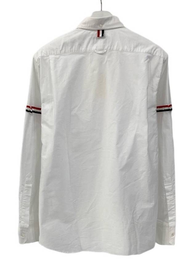 Men's Poplin Grosgrain Armband Classic Long Sleeve Shirt White - THOM BROWNE - BALAAN 6