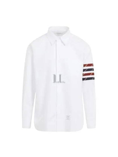 4-bar Oxford Long Sleeves Shirt White - THOM BROWNE - BALAAN 2