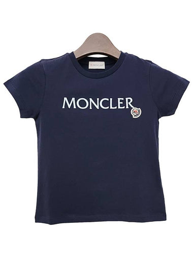 Kids Logo Embroidered Short Sleeve T Shirt 8Y 10Y Navy 8C00005 83907 778 - MONCLER - BALAAN 1