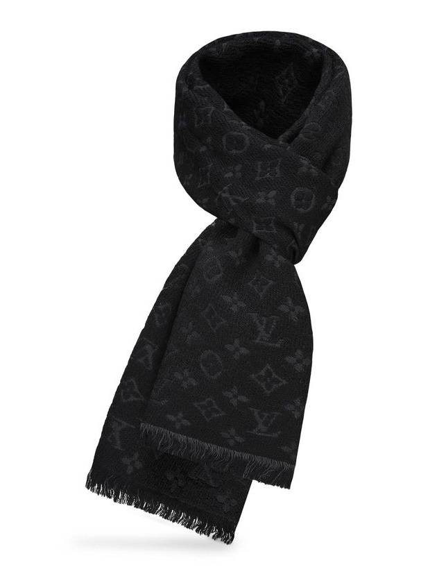 Monogram Classic Wool Muffler Black - LOUIS VUITTON - BALAAN.