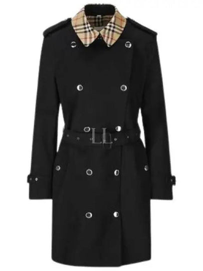 Check Collar Trench Coat Black - BURBERRY - BALAAN 2