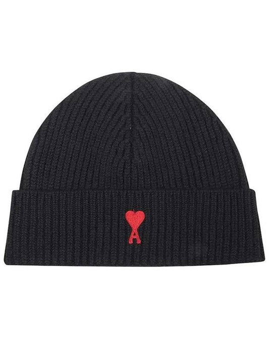 Heart Logo Wool Beanie Black - AMI - BALAAN 2