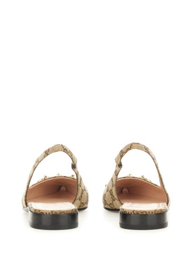 Horsebit Slingback Ballet Flat Beige Ebony - GUCCI - BALAAN 5