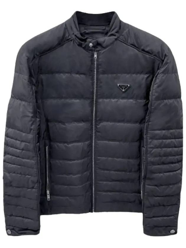 Triangle Logo Down Biker Padded Jacket Black - PRADA - BALAAN 2