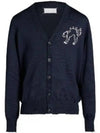 Embroidered Logo Wool Cardigan Navy - MAISON MARGIELA - BALAAN 2