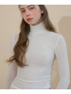 Wool High Neck Long Sleeve T-Shirt Ivory - ETRE AU SOMMET - BALAAN 4