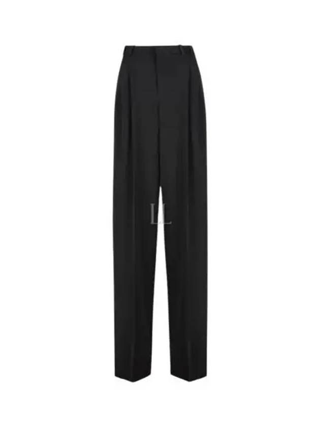 Gabardine Virgin Wool Straight Pants Black - SAINT LAURENT - BALAAN 2