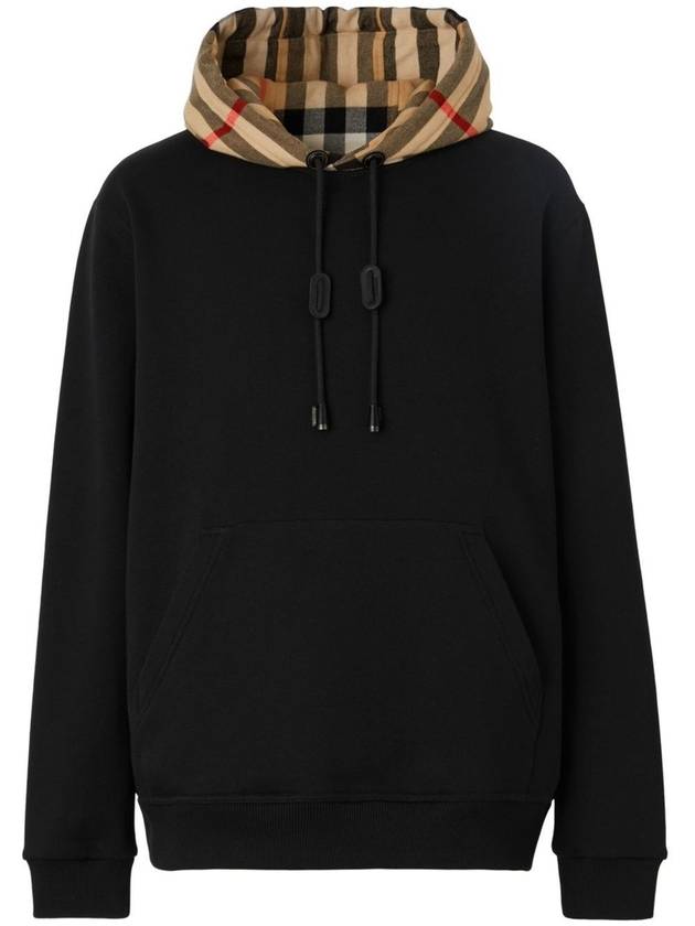 Check Hood Cotton Hoodie Black - BURBERRY - BALAAN 2