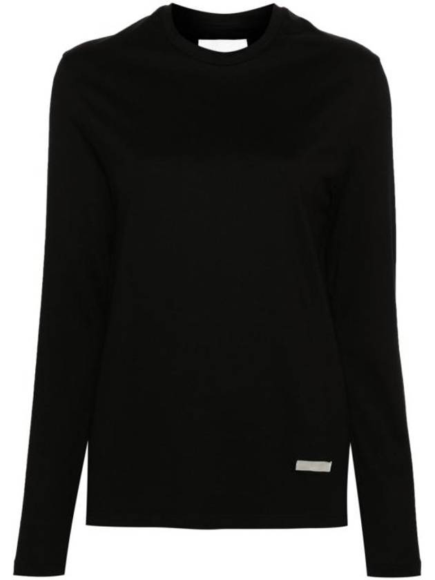 Logo Plaque Cotton Long Sleeve T-shirt Black - JIL SANDER - BALAAN 1