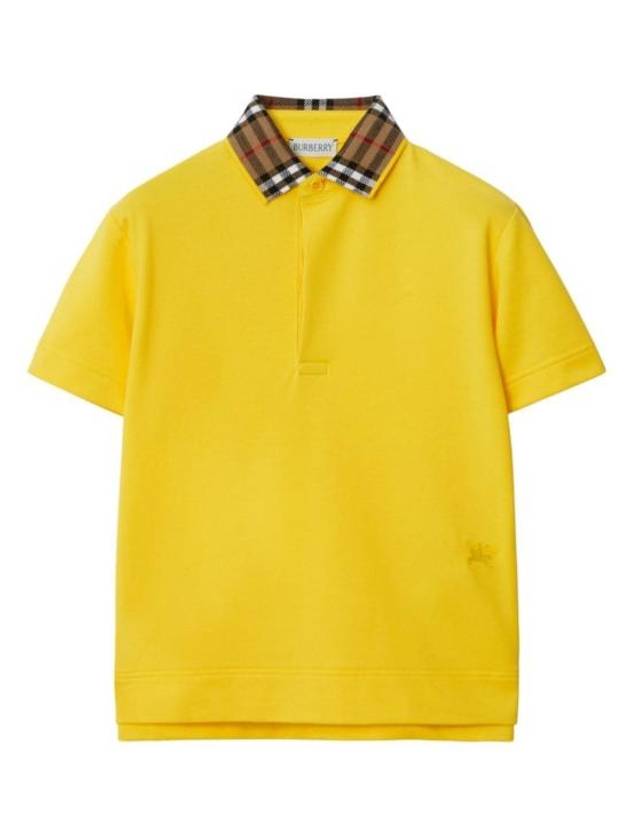 Kids Check Collar Polo Short Sleeve T-Shirt Yellow - BURBERRY - BALAAN 1