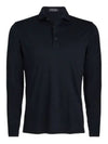 Men's Lightweight Fine Wool Polo Long Sleeve T-Shirt Black - G/FORE - BALAAN 2