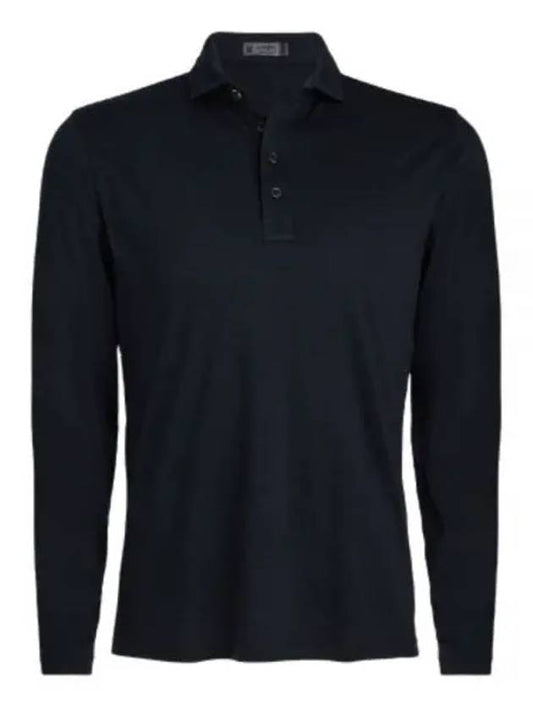 Men's Lightweight Fine Wool Polo Long Sleeve T-Shirt Black - G/FORE - BALAAN 2