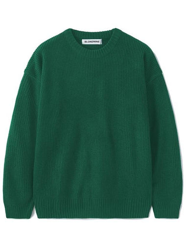 Crew Neck Rib Knit Top Green - BLONDNINE - BALAAN 1