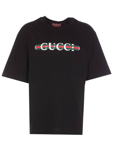 Logo Print Short Sleeve T-Shirt Black - GUCCI - BALAAN 1