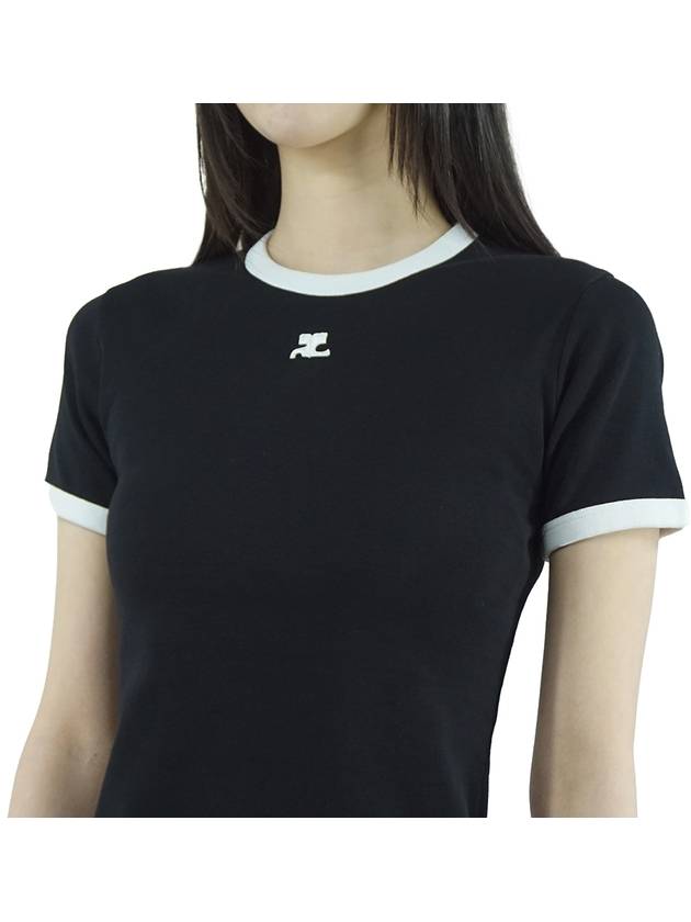 Bumpy Contrast Re-Edition Short Sleeve T-Shirt Black - COURREGES - BALAAN 8