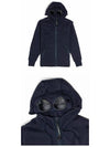 Men's Diagonal Fleece Goggles Zip Up Hoodie Navy - CP COMPANY - BALAAN 5