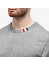 Intarsia Stitch Crew Neck Merino Wool Knit Top Light Grey - THOM BROWNE - BALAAN 4