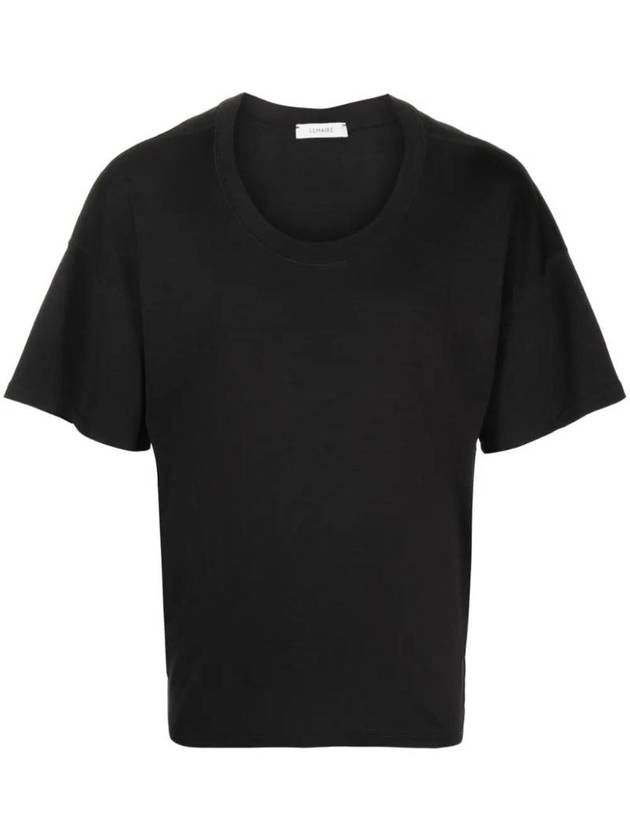 Cotton Short Sleeve T-Shirt Black - LEMAIRE - BALAAN 1