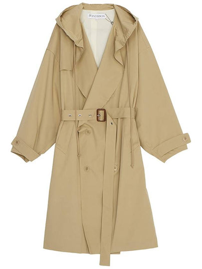 Double-Breasted Hooded Trench Coat Beige - JW ANDERSON - BALAAN 2