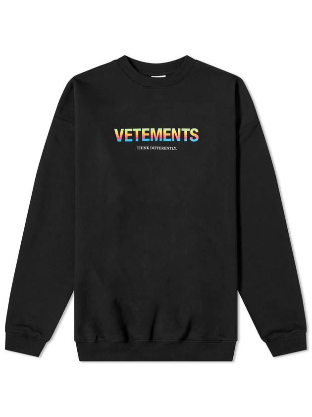 Men's Rainbow Logo Print Sweatshirt Black - VETEMENTS - BALAAN 1
