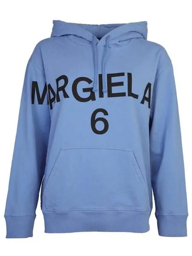 Maxi Logo Oversized Cotton Hoodie Blue - MAISON MARGIELA - BALAAN 2