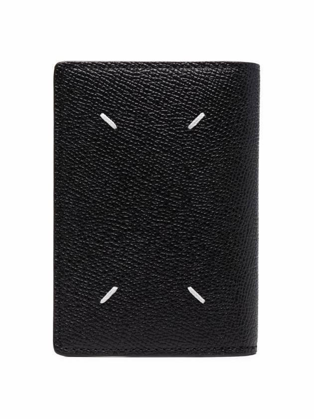 Leather Bi-Fold Card Wallet Black - MAISON MARGIELA - BALAAN.