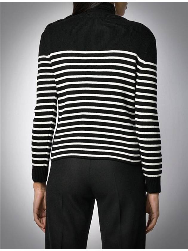 Women's Striped Round Wool Knit 588097 - SAINT LAURENT - BALAAN 4