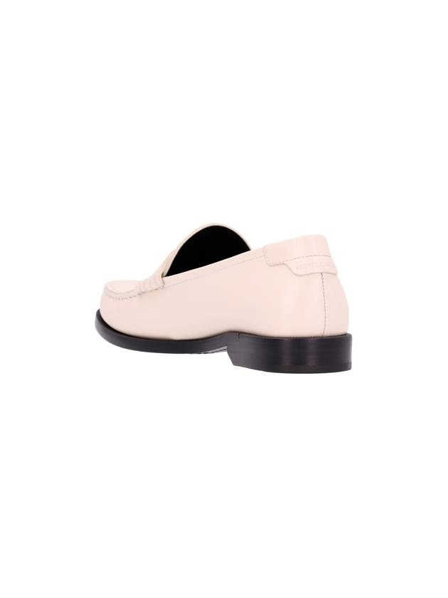 Le Loafer Penny Slippers In Smooth Leather Pearl - SAINT LAURENT - BALAAN 4