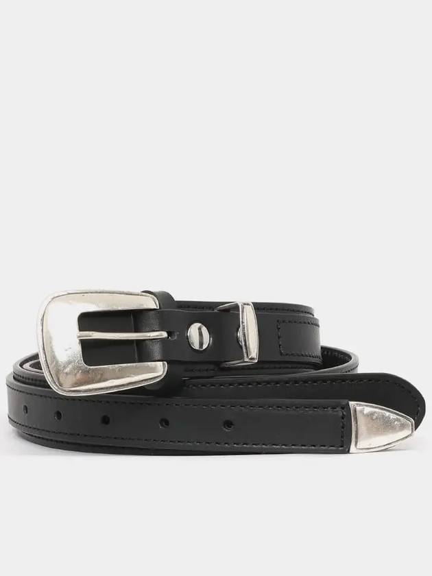 Minimal Western Cow Leather Belt Black - LEMAIRE - BALAAN 2