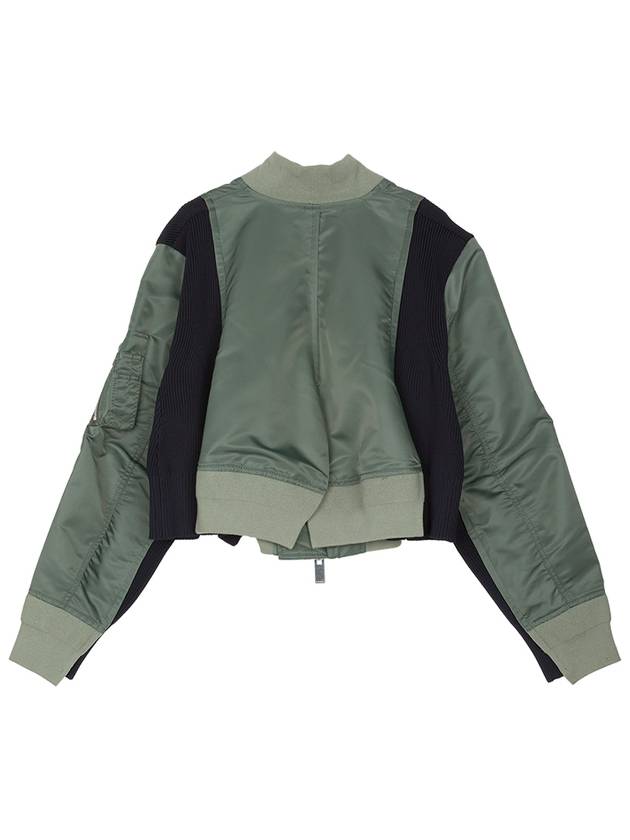 Nylon Twill Knit Bomber Jacket Green - SACAI - BALAAN 3