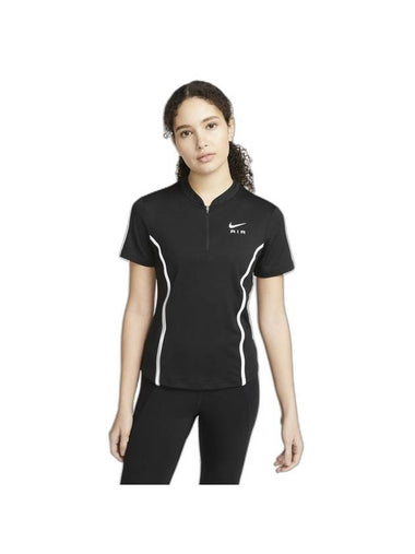 Dri Fit Air Half Zip Up Short Sleeve T-shirt Black - NIKE - BALAAN 1