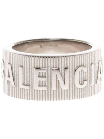 Striped Logo Ring Silver - BALENCIAGA - BALAAN 1