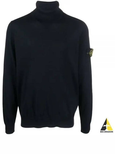 Wappen Patch Virgin Wool Turtleneck Navy - STONE ISLAND - BALAAN 2