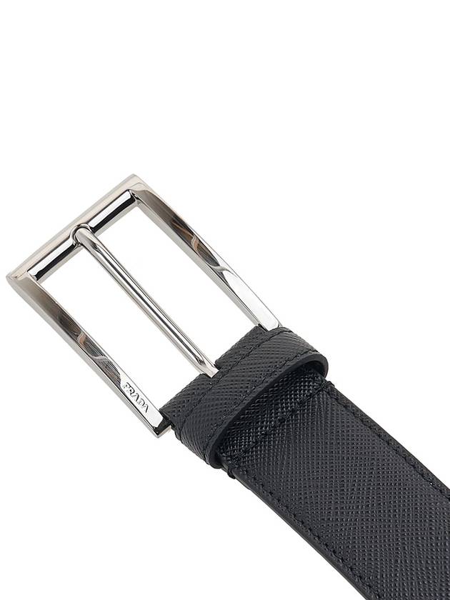 Saffiano Polished Buckle Belt Black - PRADA - BALAAN 7