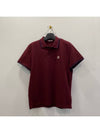 Men's Logo Patch Collar Point Polo Shirt Burgundy - MONCLER - BALAAN 3