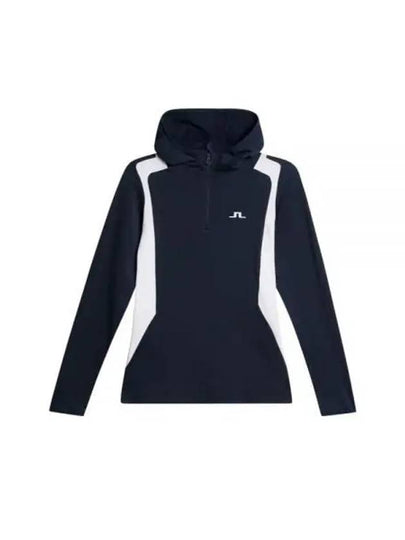 Mae Quarter Zip-Up Hooded Long Sleeve T-Shirt Navy - J.LINDEBERG - BALAAN 2