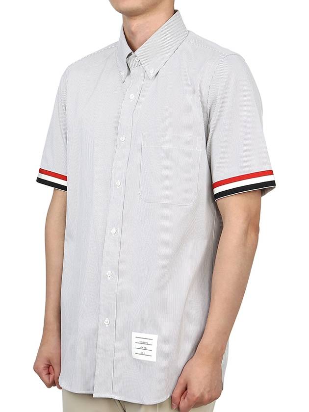 Men's Pincode Armband Short Sleeve Shirt Grey - THOM BROWNE - BALAAN 5