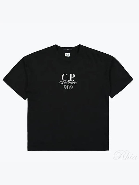 20 1 Jersey Boxy Logo Short Sleeve T-Shirt Black - CP COMPANY - BALAAN 2
