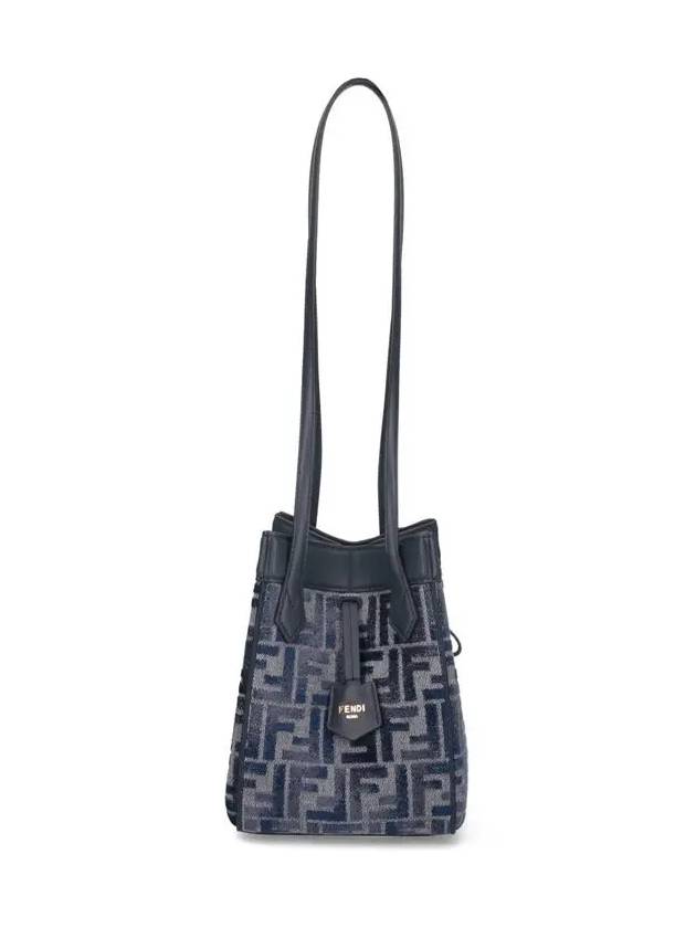 Origami Small FF Chenille Bucket Bag Dark Blue - FENDI - BALAAN 3