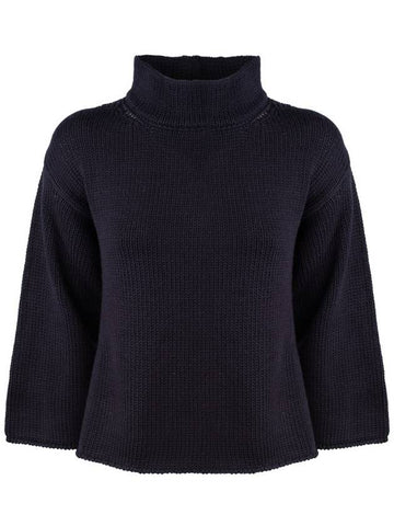 Base Blue Extra Fine Merino Wool Turtleneck Sweater - BASE MILANO - BALAAN 1