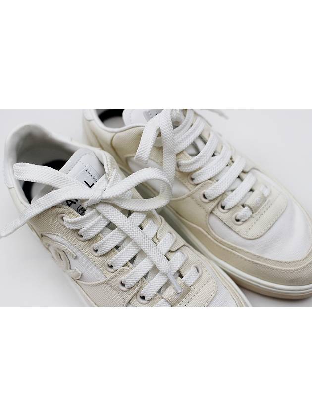 CC logo cotton sneakers beige size 36 G45352 - CHANEL - BALAAN 5