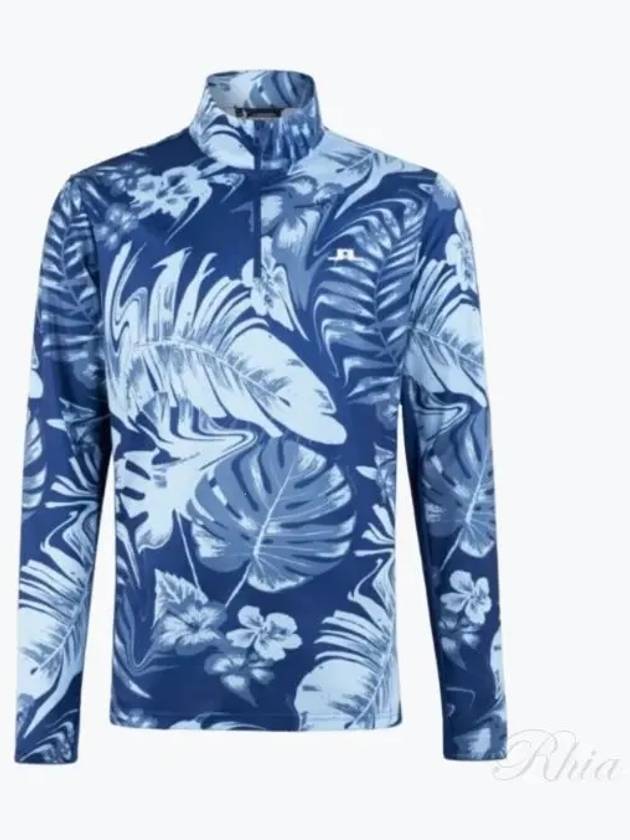 Emanuel Print Mid Layer Long Sleeve T-Shirt Blue - J.LINDEBERG - BALAAN 2