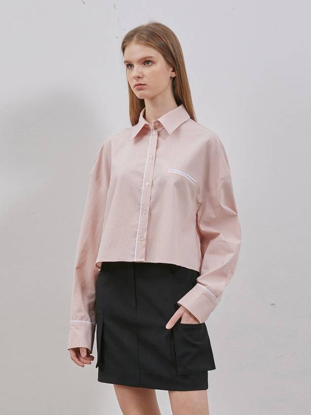 Crop Trim Striped Shirt Pink - RYUL+WAI: - BALAAN 1