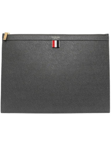 Medium Document Holder Clutch Bag Dark Grey - THOM BROWNE - BALAAN 1